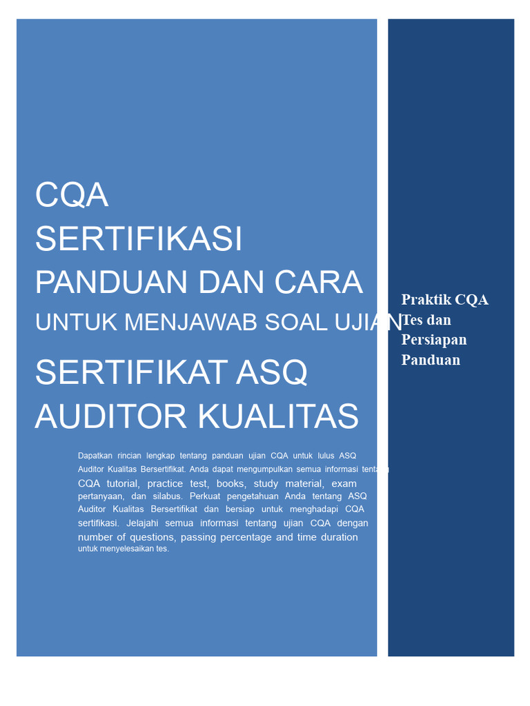 Panduan Ujian Sertifikasi CQA ASQ | PDF