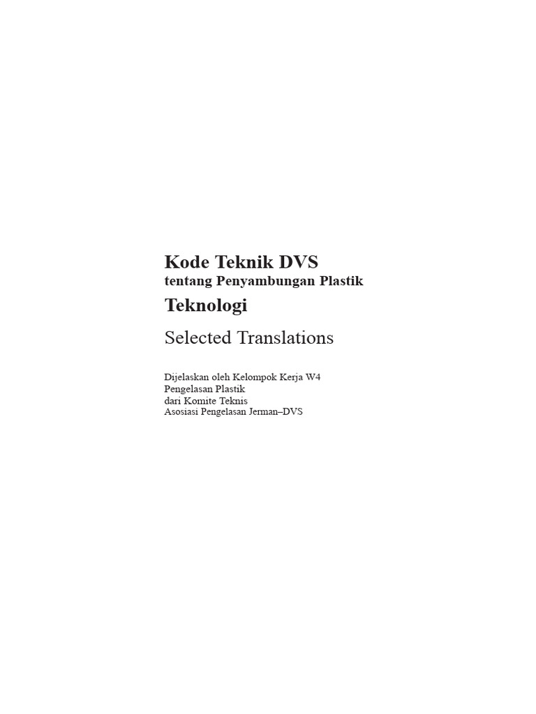 Kode Teknik DVS untuk Pengelasan Plastik | PDF