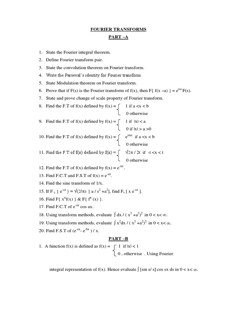 Fourier Transform Applications and Theorems | PDF | Fourier Transform ...