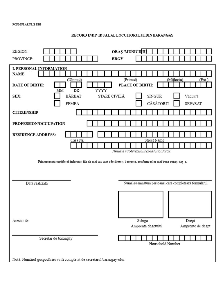 Formularul B RBI | PDF