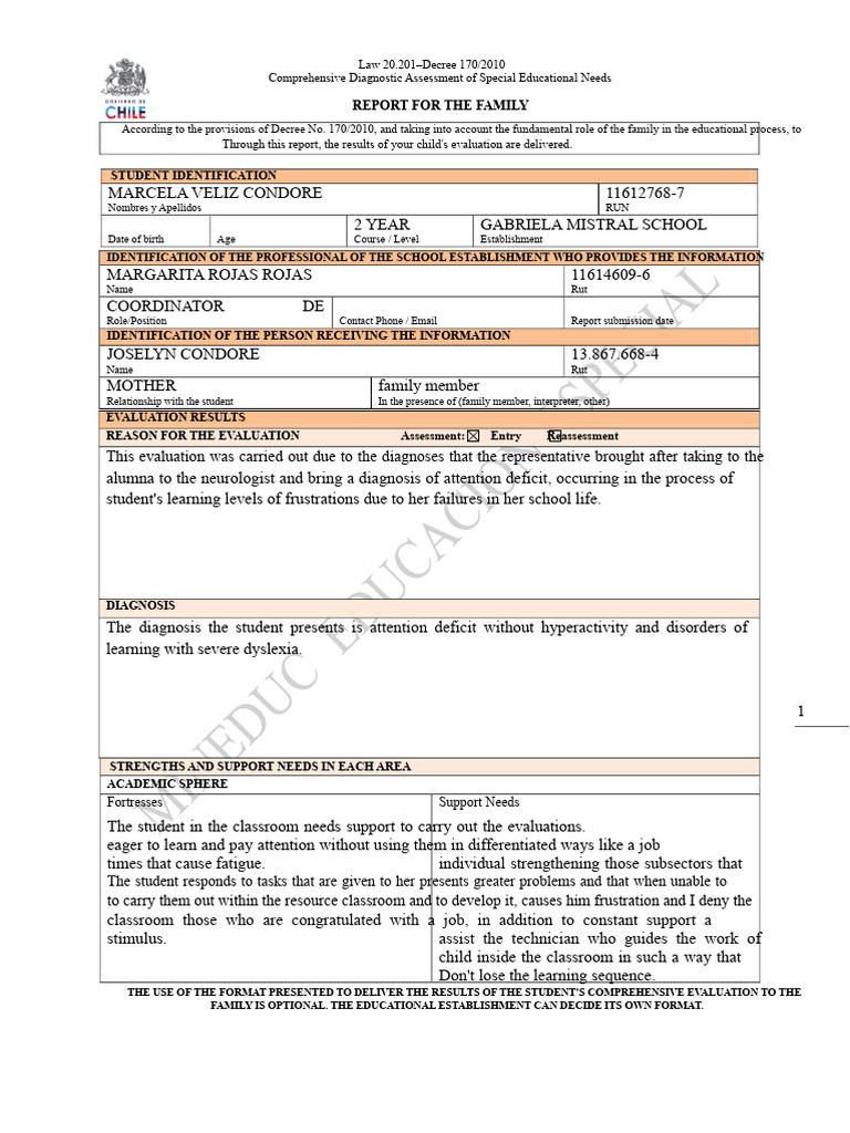 Report For The Family 2010 Tda | PDF | Attention Deficit Hyperactivity ...