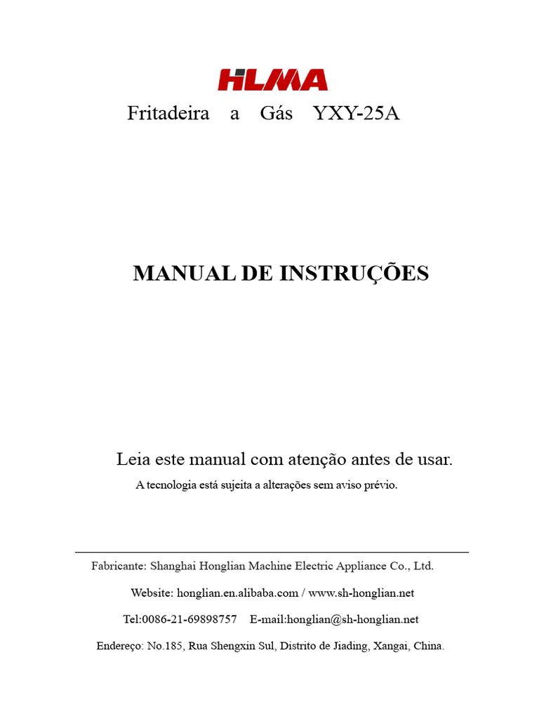 Manual da Fritadeira a Gás YXY-25A | PDF | Válvula