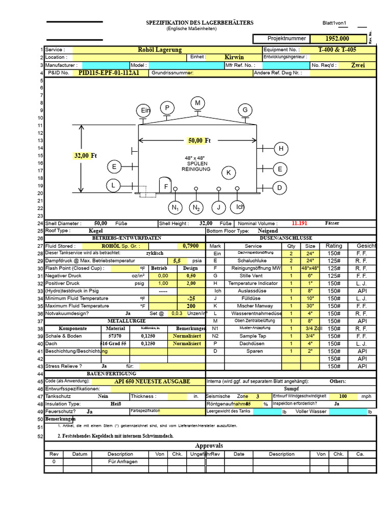 API 650 Tank Design Berechnung | PDF