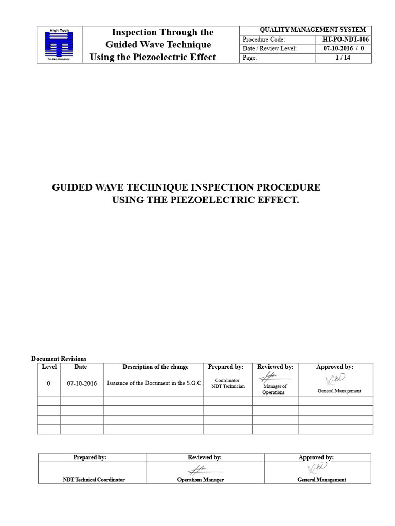 Guided Wave Inspection Procedure Guide | PDF | Nondestructive Testing ...