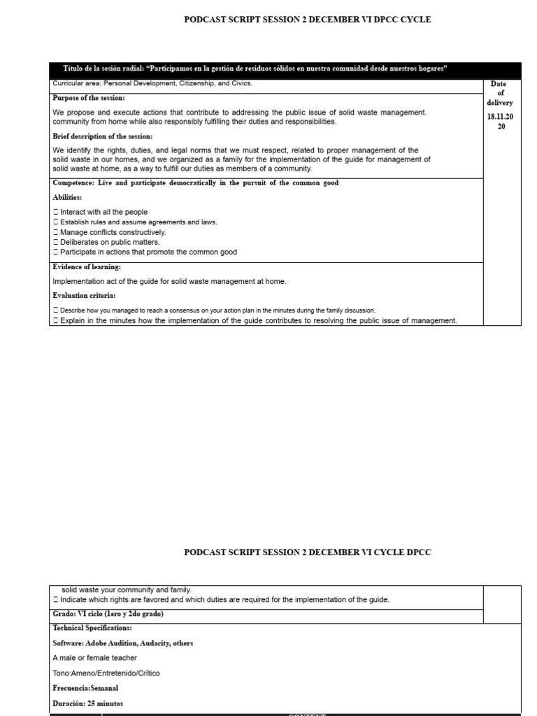 Secondary Script 1st and 2nd DPCC Session 31 December 11 | PDF | Waste ...