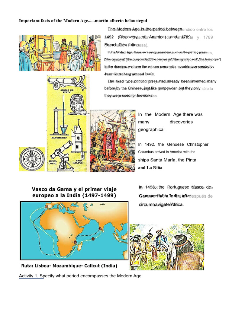 Key Events and Inventions of the Modern Age | PDF | Voyages Of ...