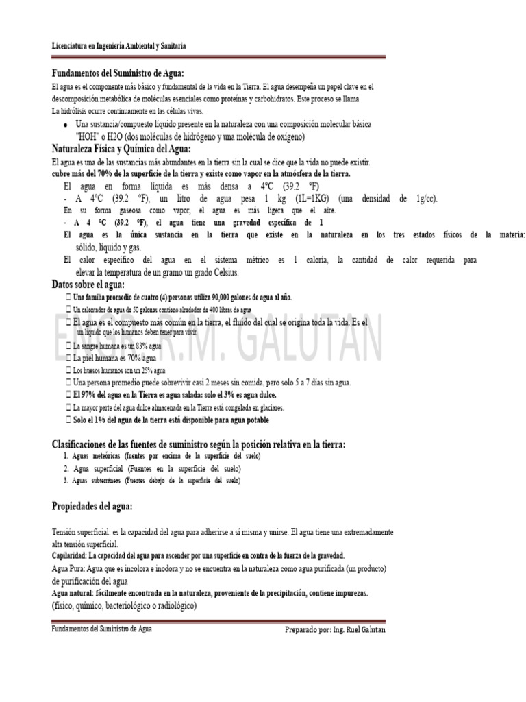 Fundamentos del Suministro de Agua | PDF | Agua | Agua subterránea