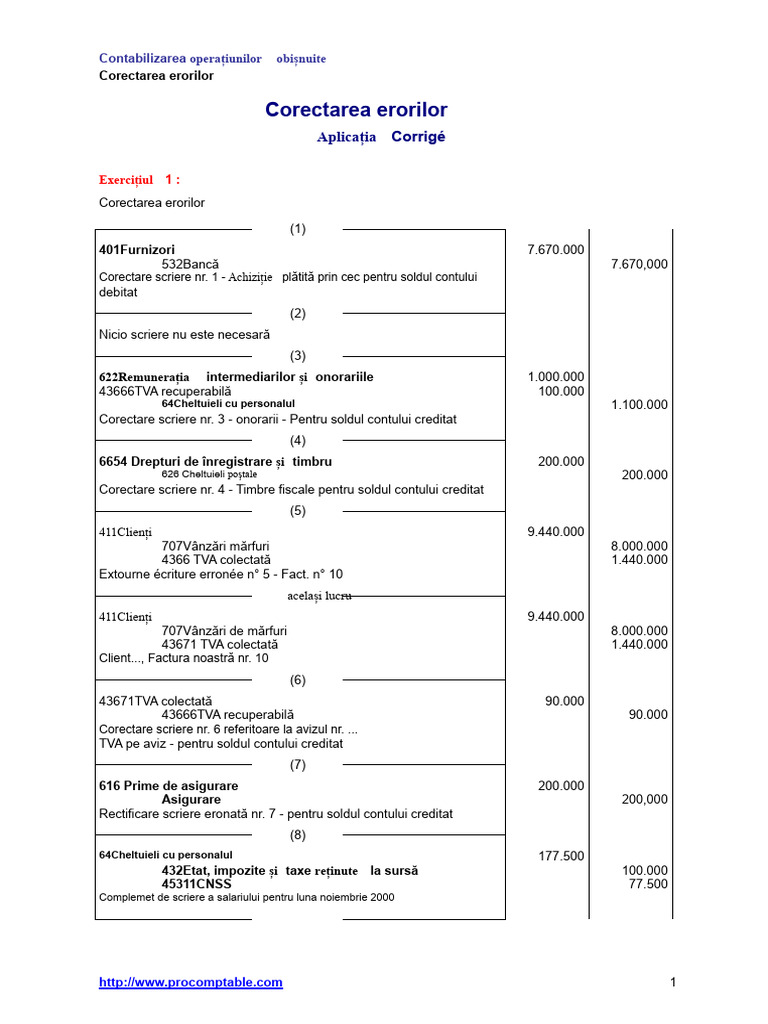 Metode de Corectare A Înregistrărilor Contabile | PDF