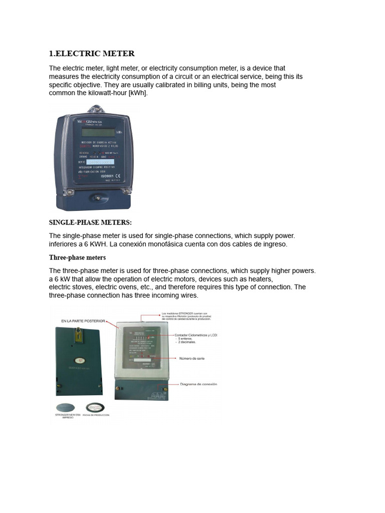Types and Features of Electric Meters | PDF | Mains Electricity ...