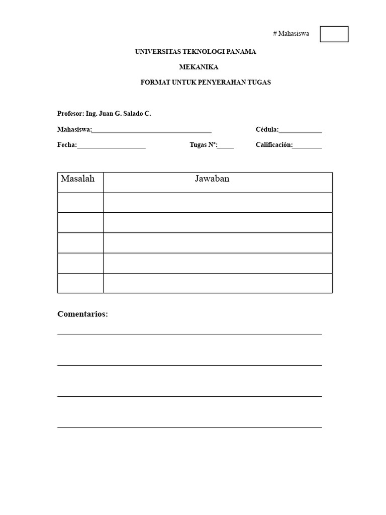 Format Tugas Mekanika UT Panama | PDF