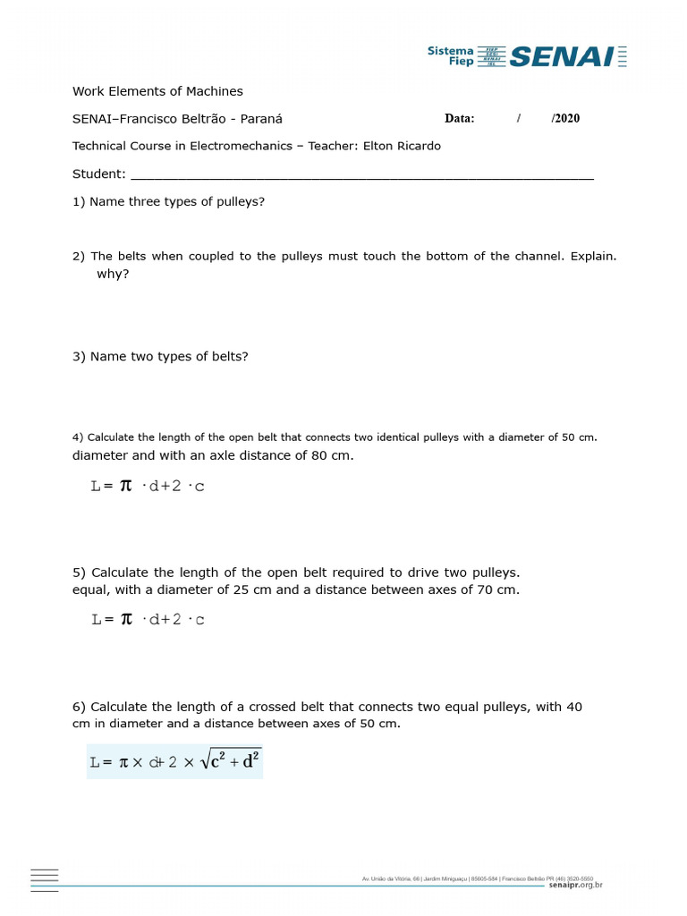 Machine Pulleys and Belt Calculations | PDF | Belt (Mechanical ...