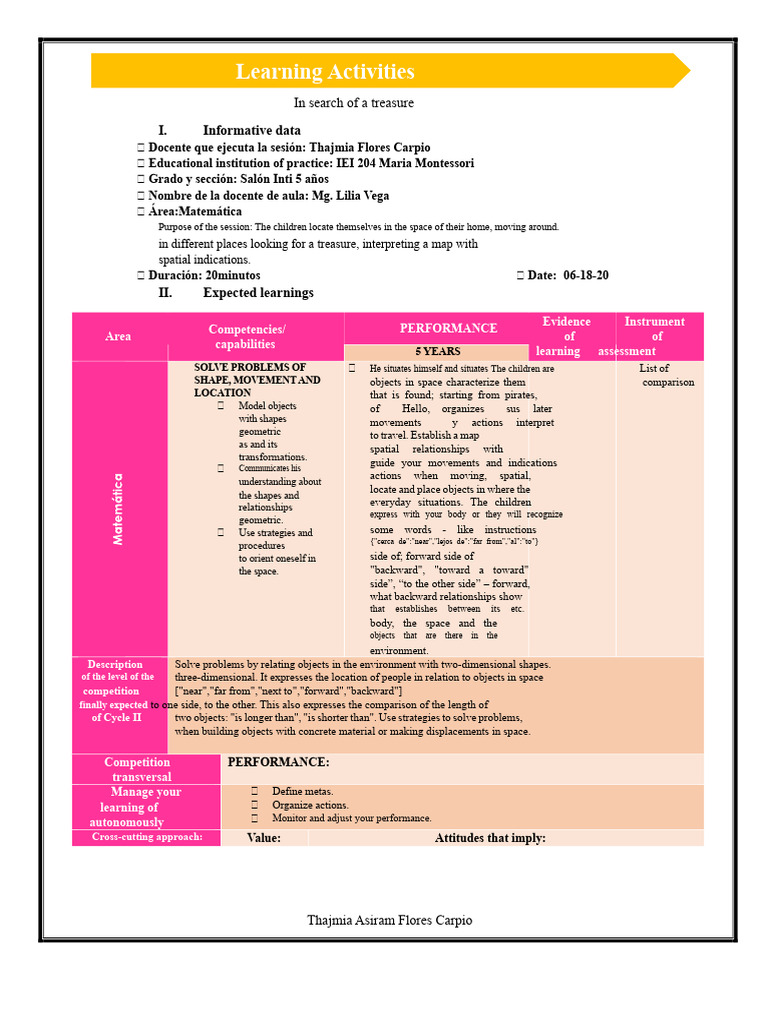 Treasure Hunt Learning Activity for Kids | PDF | Geometry | Space