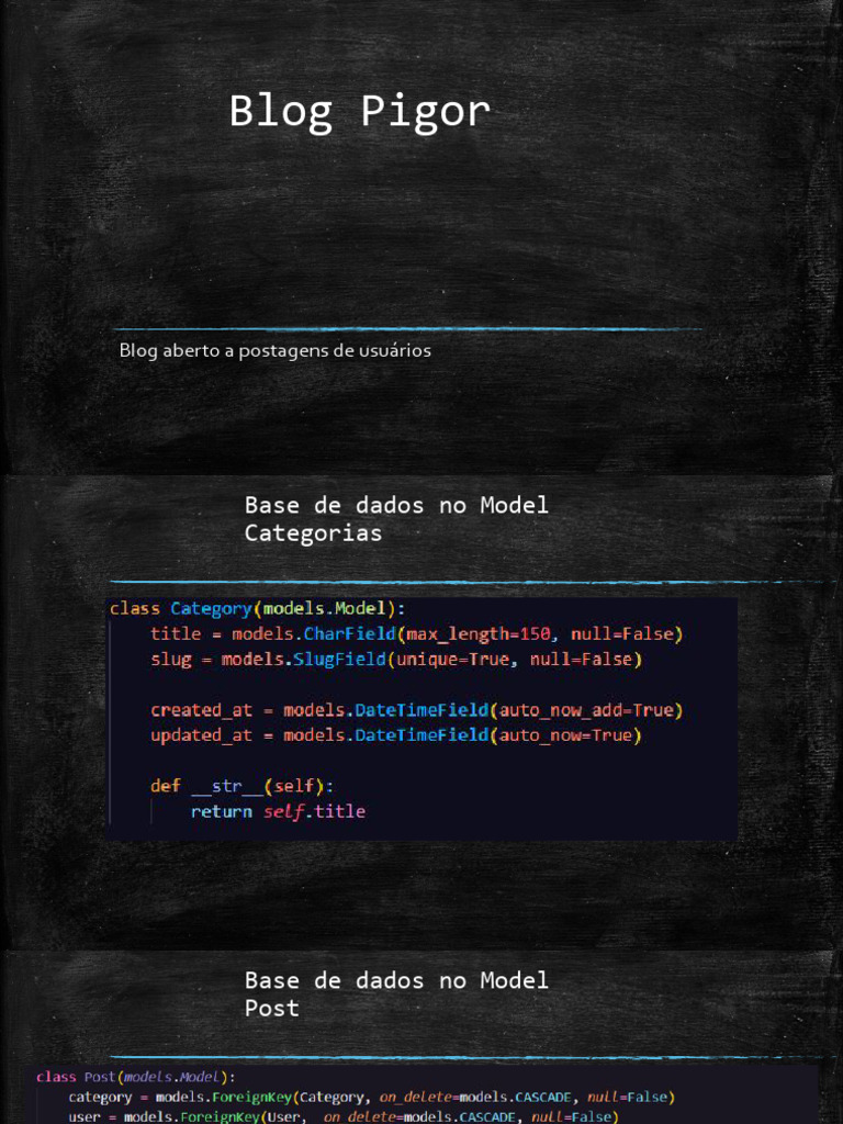 Estrutura do Blog Pigor e Postagens | PDF