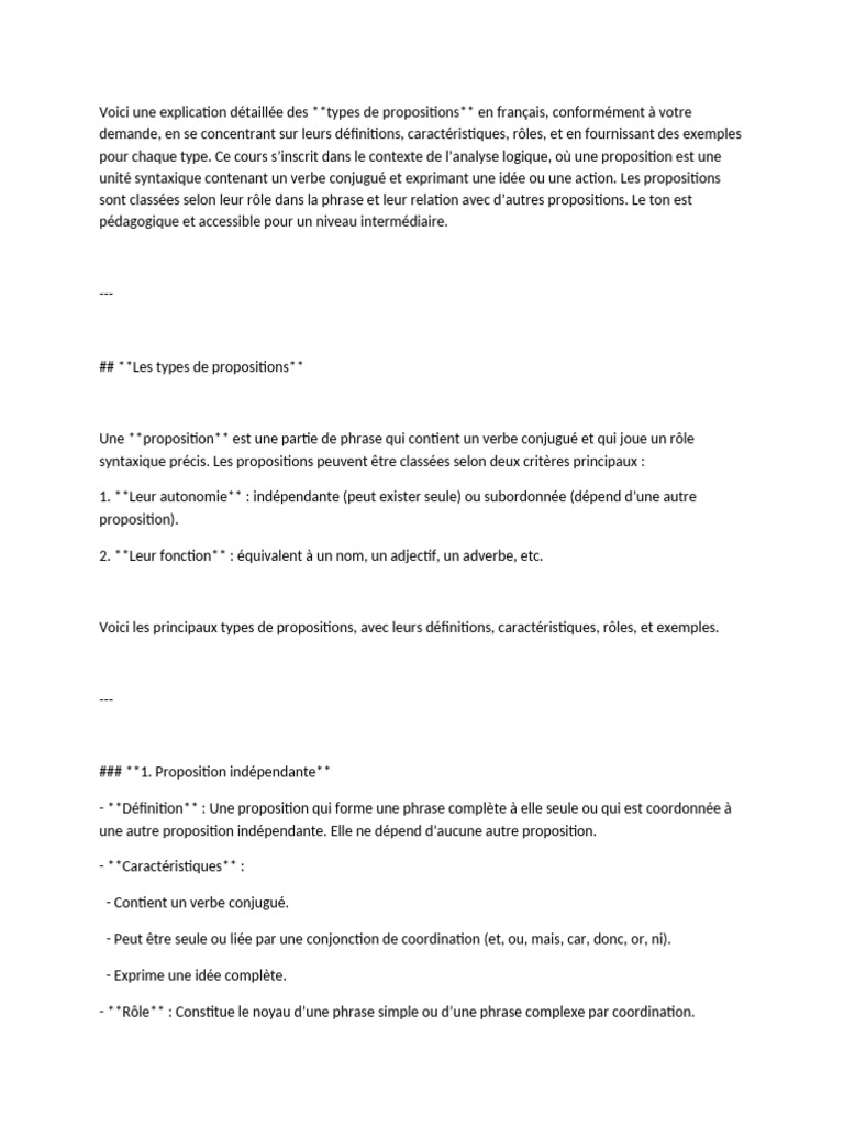 Types de propositions en français | PDF | Clause | Phrase