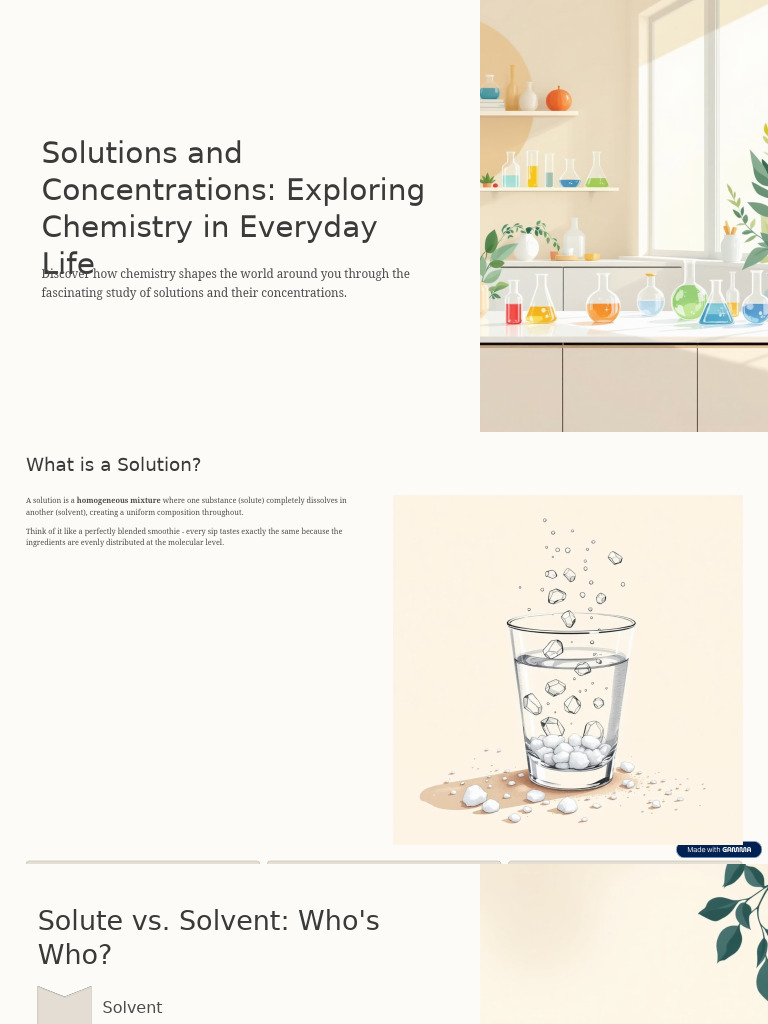 Chemistry of Solutions and Concentrations | PDF | Concentration | Mole ...