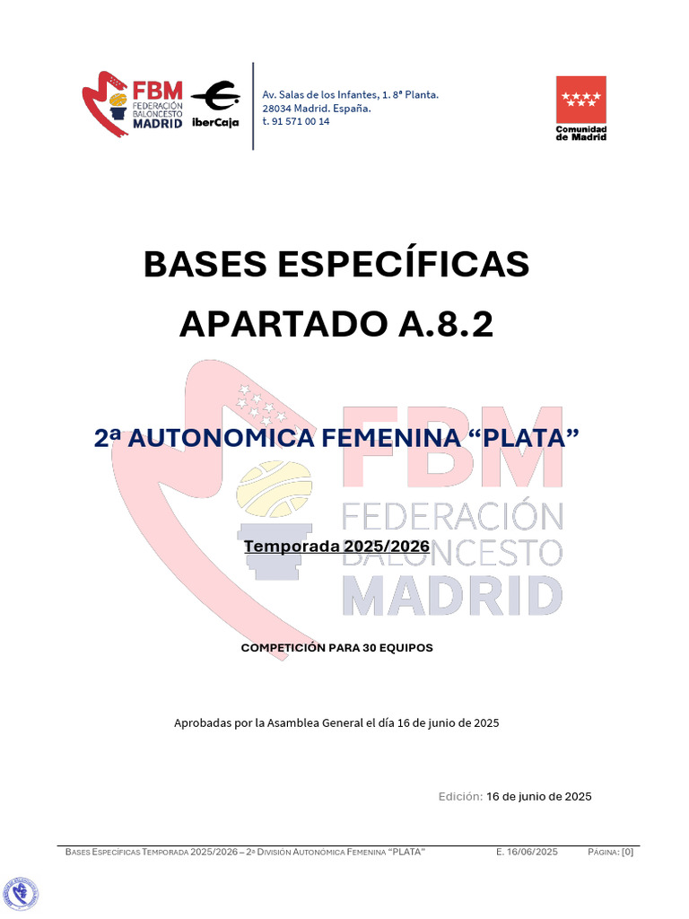 Bases 2025/2026 2ª División Femenina Plata | PDF | Asociación de ...