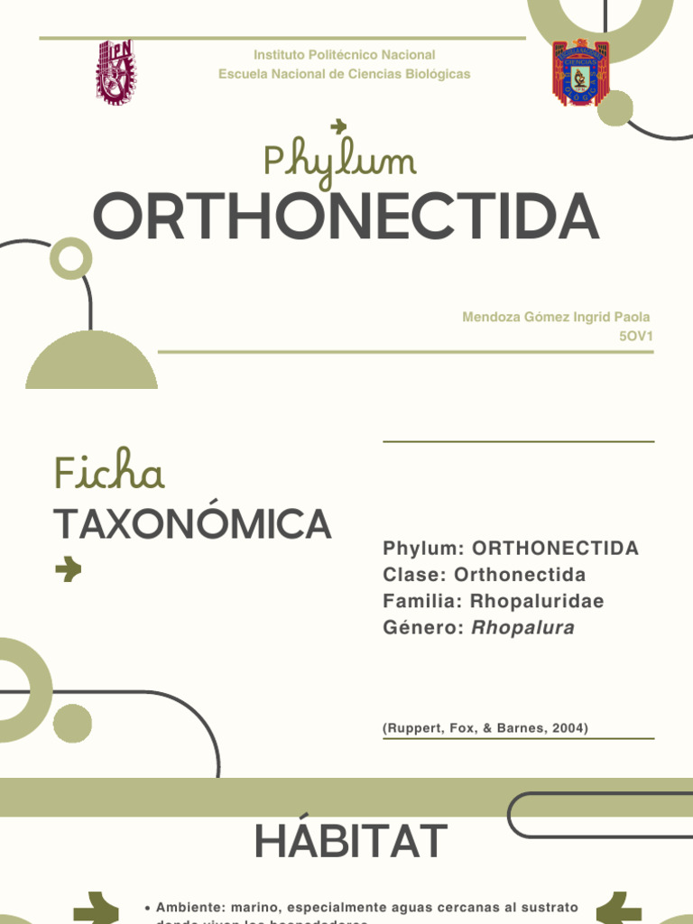 Ficha Taxonómica de Orthonectida | PDF | Hembra | Parasitismo