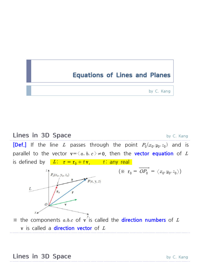 12-5equations of Lines and Planes | PDF | Vector Space | Equations