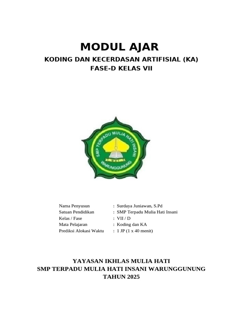 Modul Koding dan Kecerdasan Artifisial | PDF