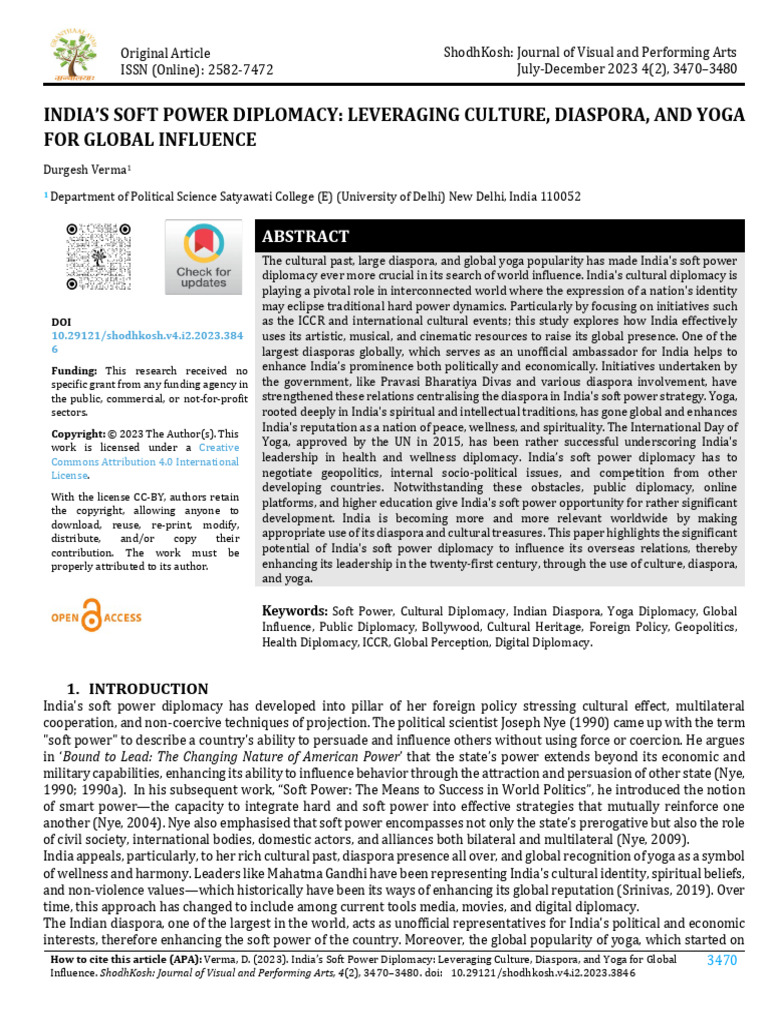 Indias Soft Power Diplomacy Leveraging Culture Di | PDF | Soft Power ...