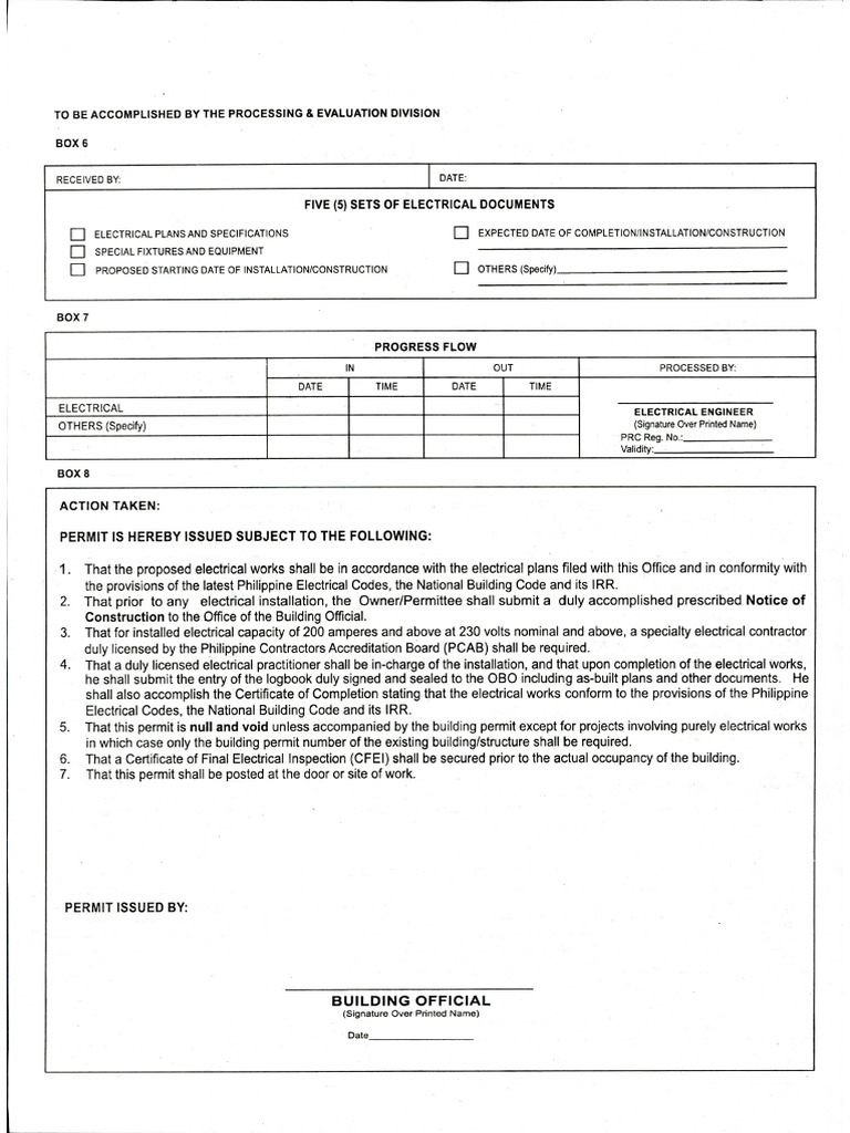 Electrical Permit Back | PDF
