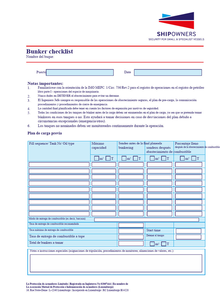 Checklist de Bunkering para Buques | PDF