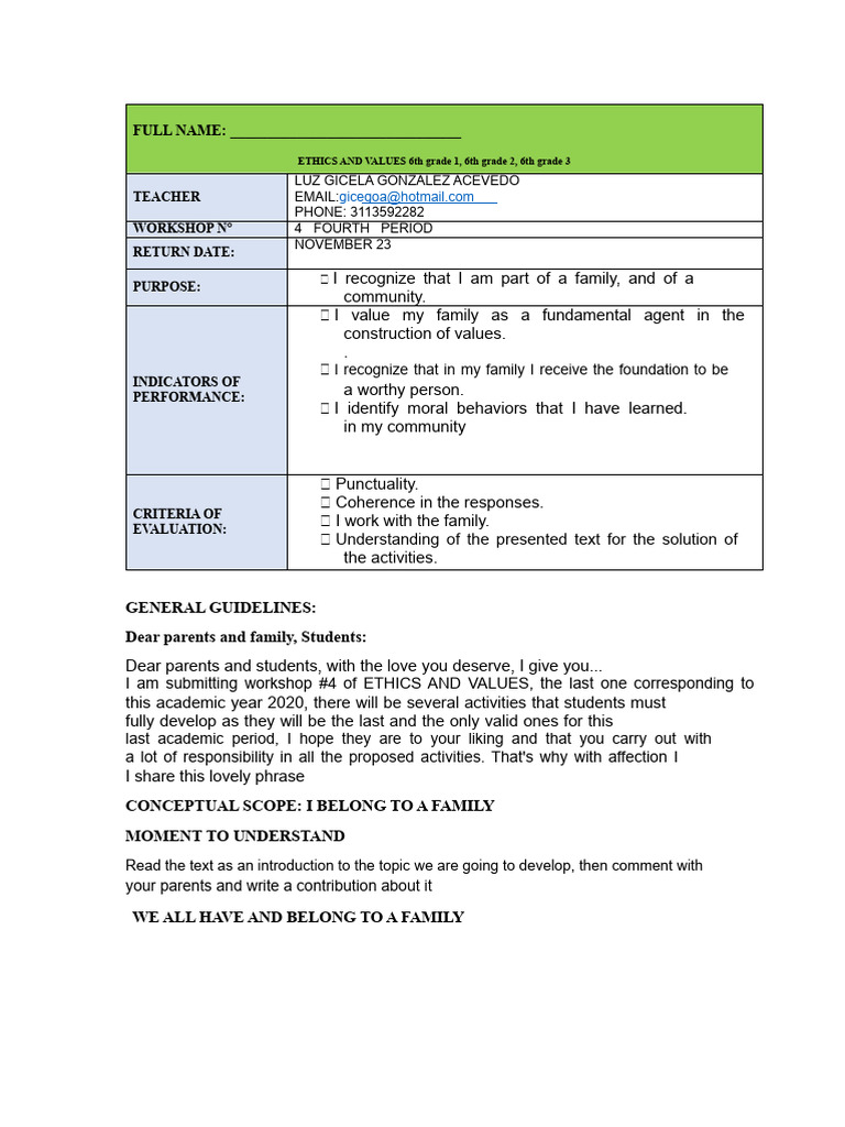 6th Grade Ethics and Values Workshop | PDF | Value (Ethics) | Leadership