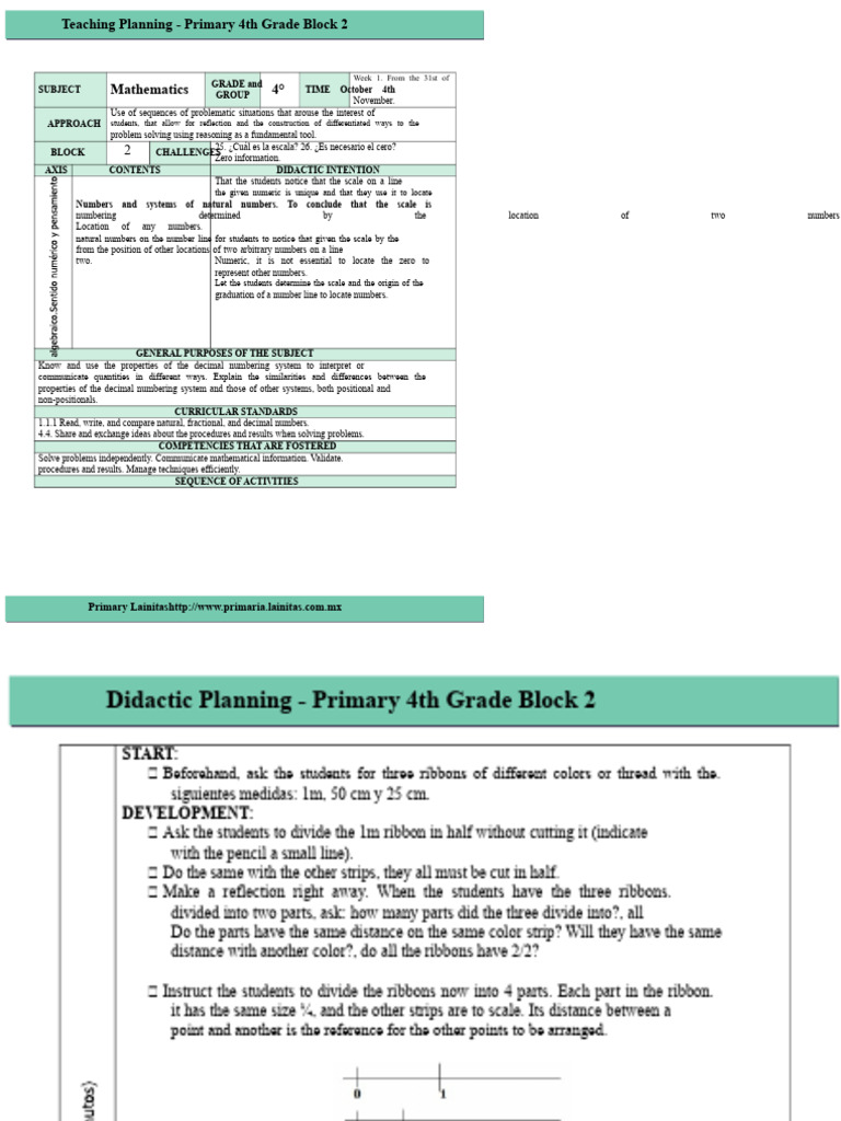 4th Grade Math Teaching Plan: Block 2 | PDF | Shape | Area