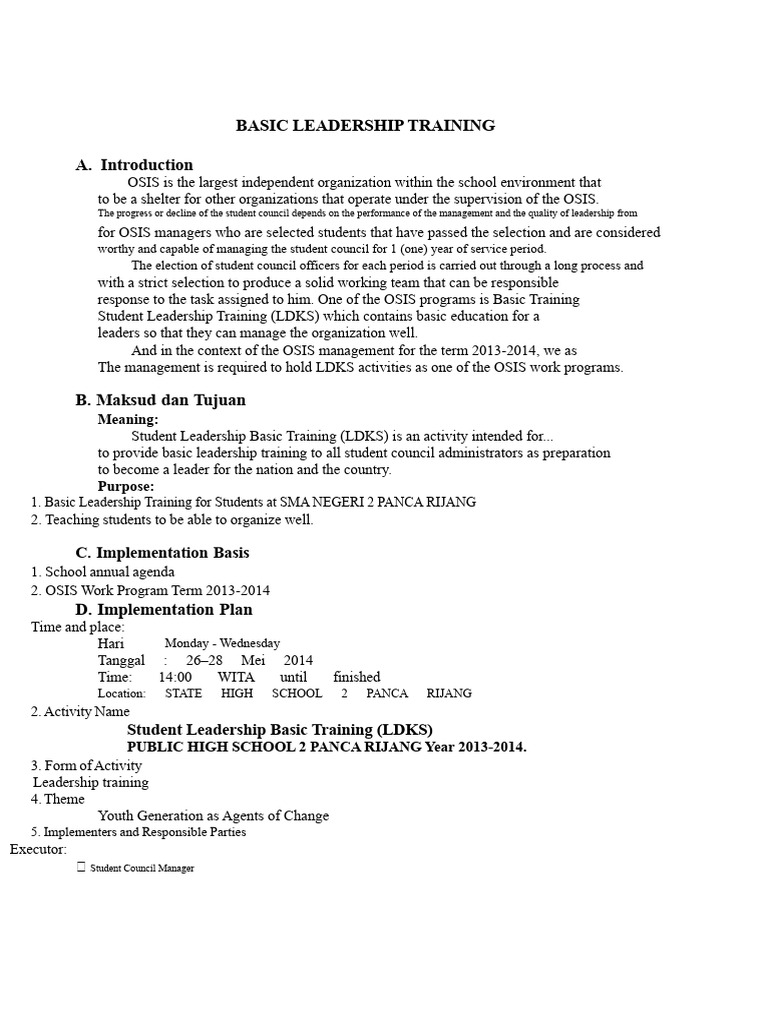 Student Leadership Basic Training Overview | PDF | Indonesian Rupiah ...