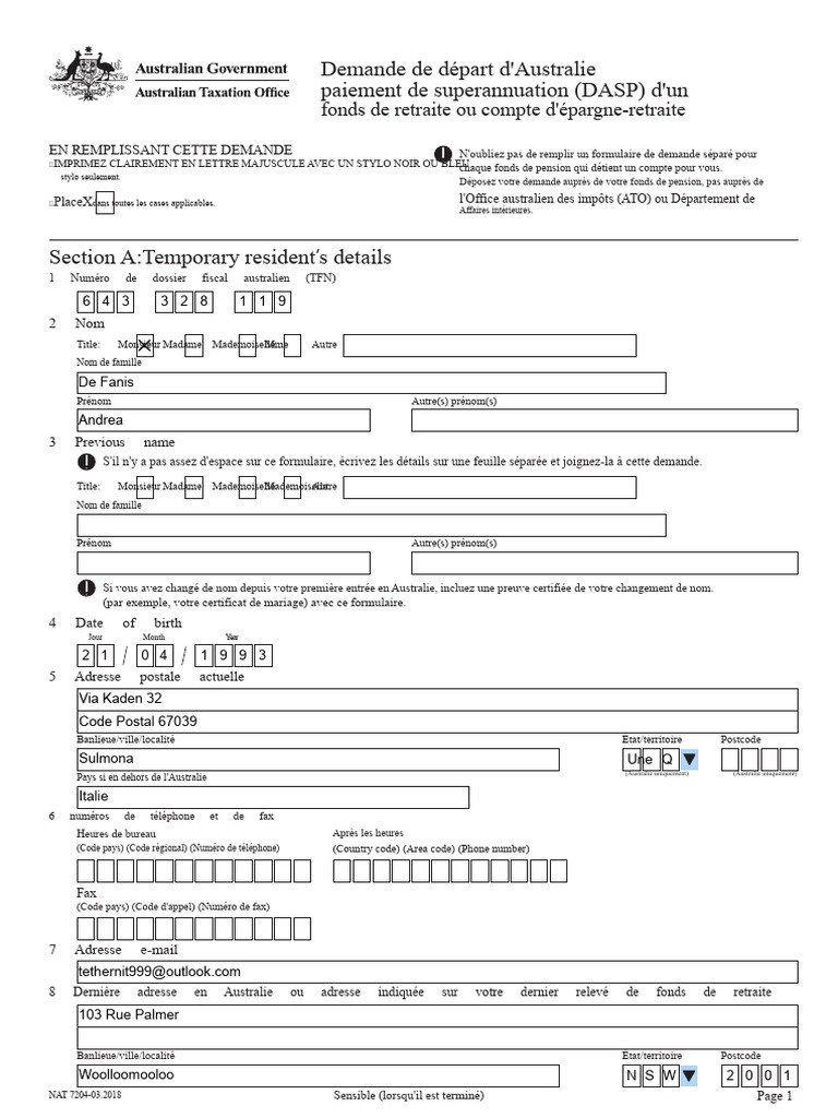 Demande de DASP pour résidents temporaires | PDF | Visa (Document)