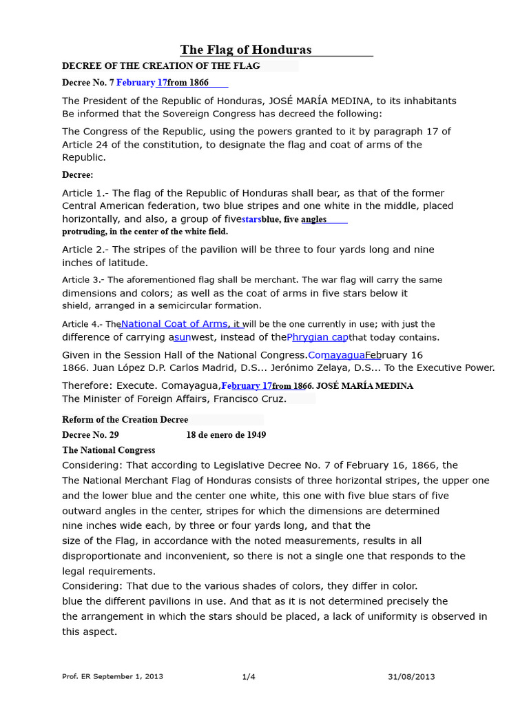 History and Decrees of Honduras Flag | PDF | Honduras