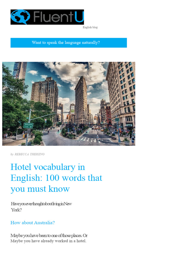 Essential Hotel Vocabulary in English | PDF
