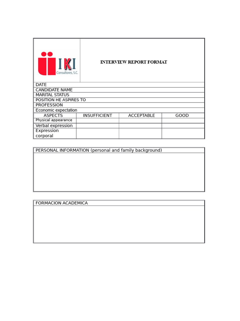 Candidate Interview Report Template | PDF