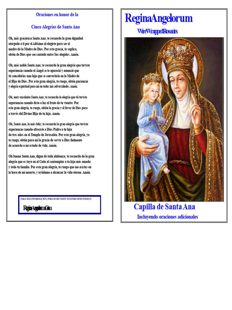 Oraciones a Santa Ana: Alegrías y Dolores | PDF | María, madre de Jesús ...