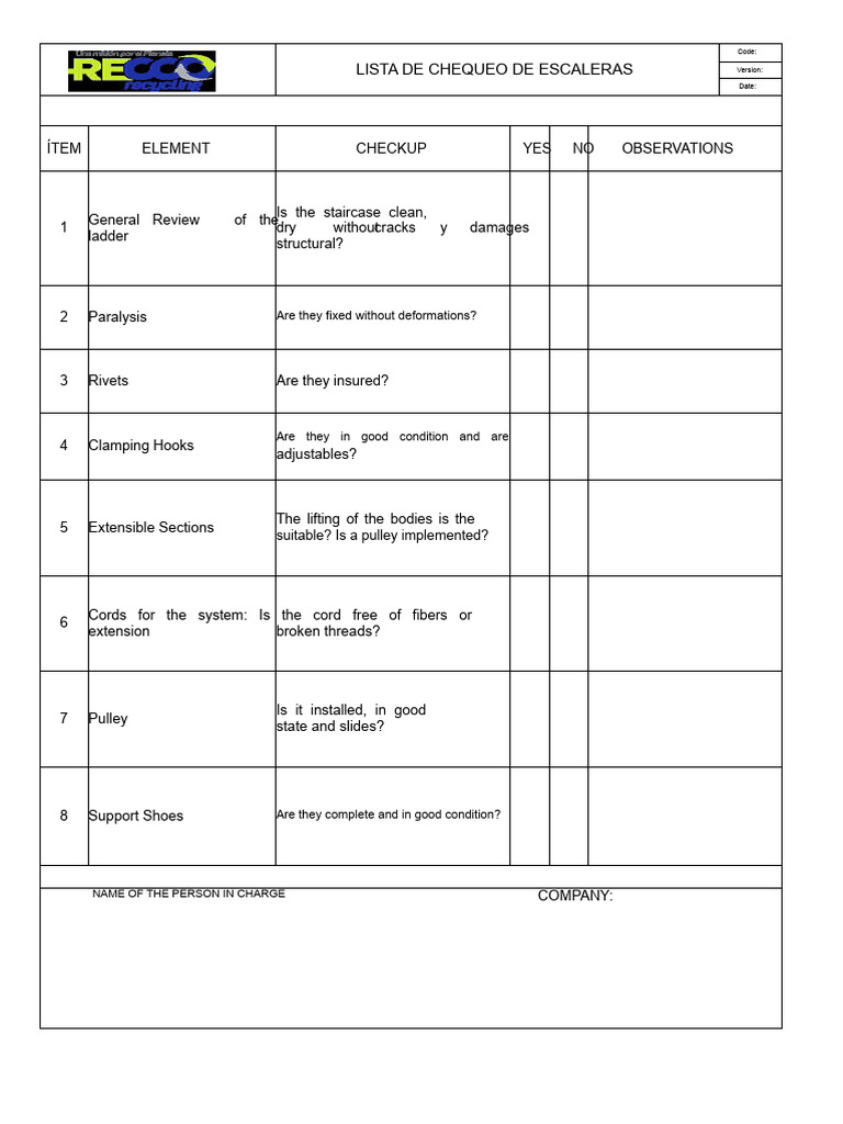 Staircase Safety Checklist Guide | PDF