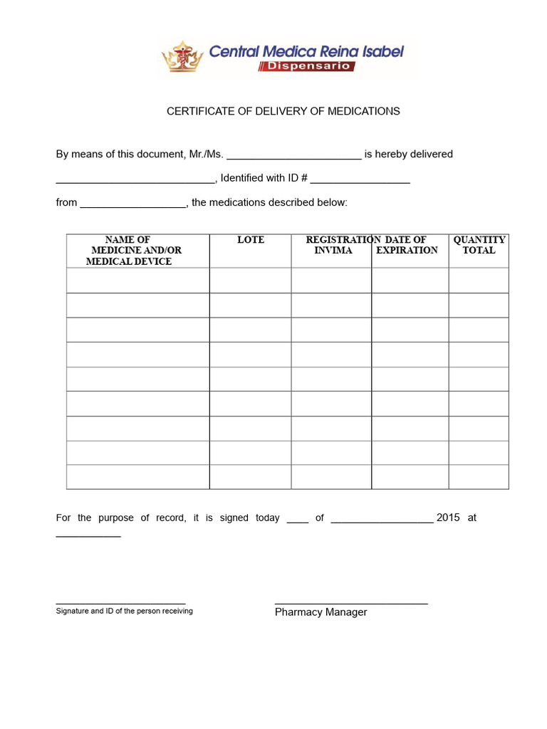 Delivery of Medications Report 1 | PDF