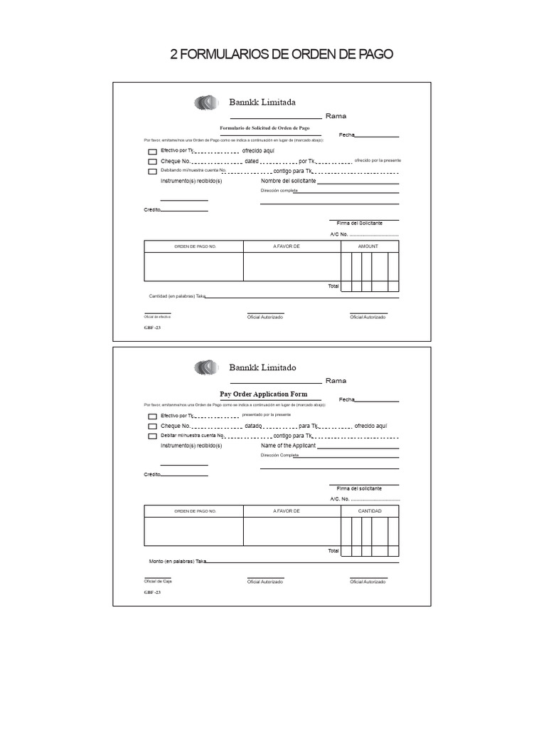 Orden de Pago PDF | PDF | Tarjeta de crédito | Bancario