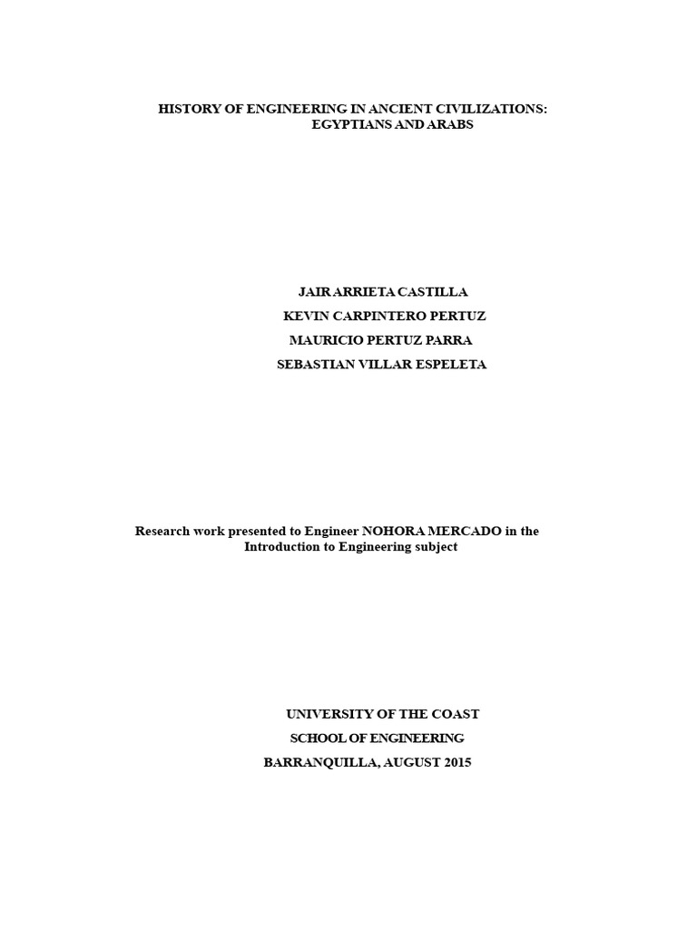 Ancient Engineering: Egyptians & Arabs | PDF | Engineering | Ancient Egypt