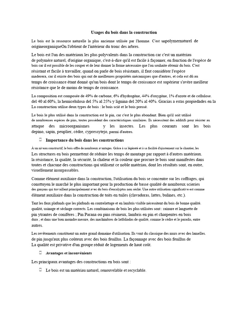 Usages du bois en construction durable | PDF | Bois (matériau de ...