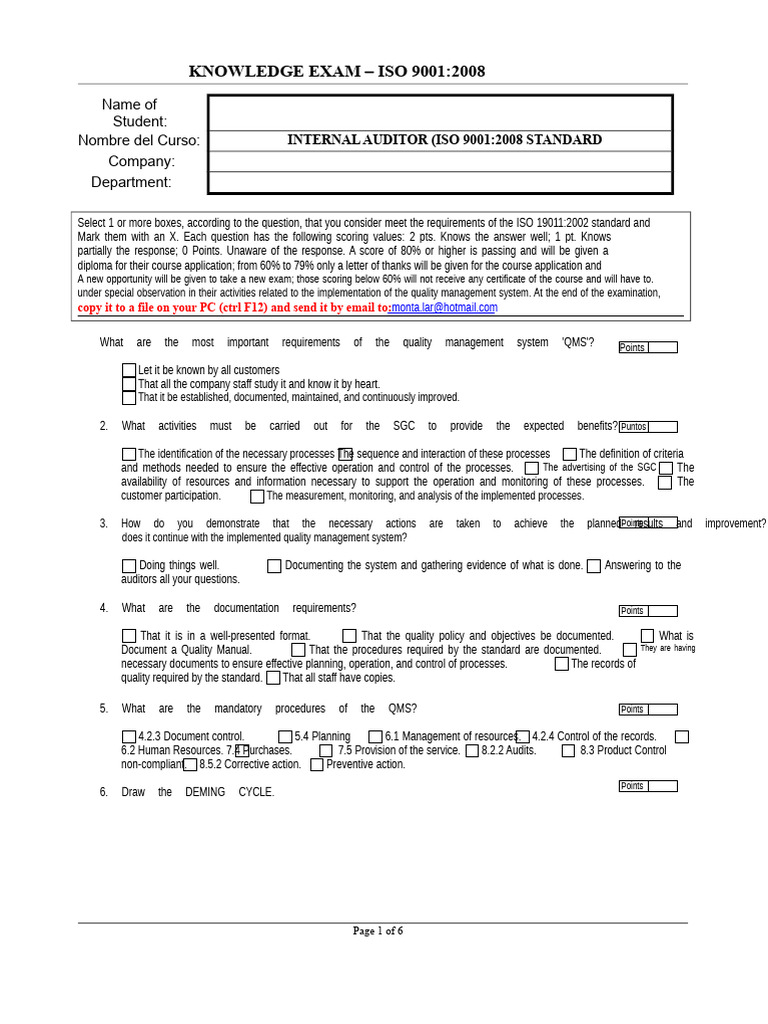 ISO 9001:2008 Knowledge Exam Guide | PDF | Quality Management System ...