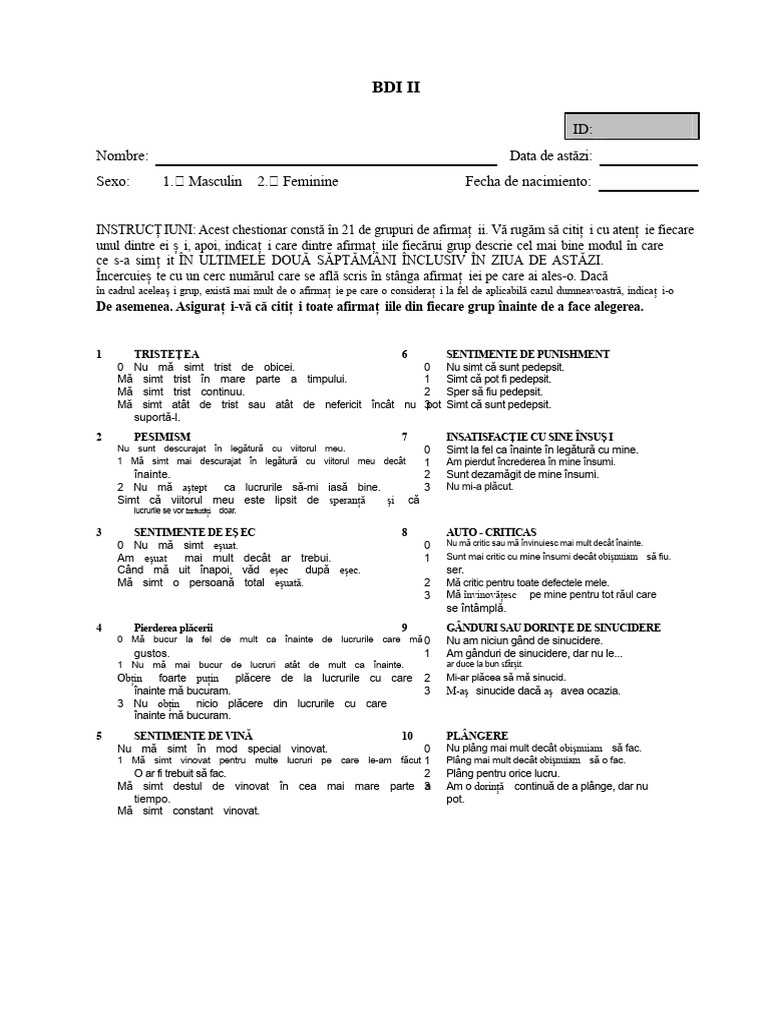 Bdi Ii | PDF