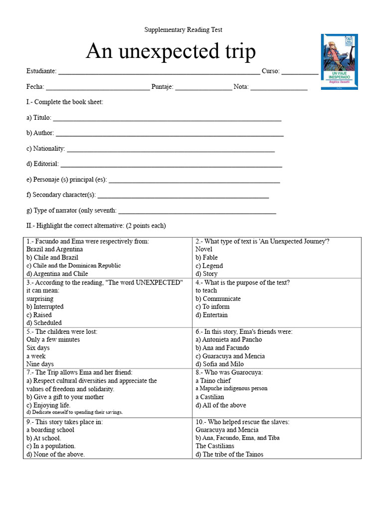 Complementary Reading Test An Unexpected Journey PDF