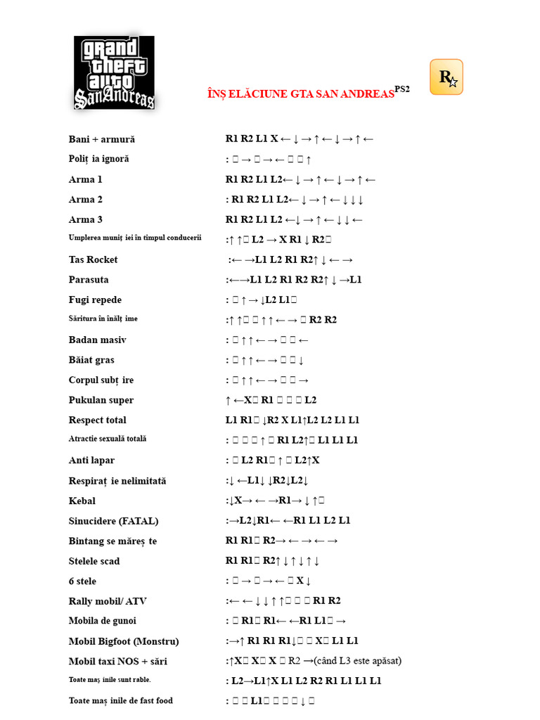 Coduri Gta San Andreas | PDF