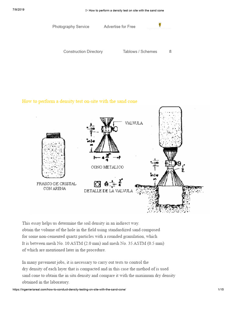 How To Conduct A Density Test On Site With The Sand Cone | PDF | Density