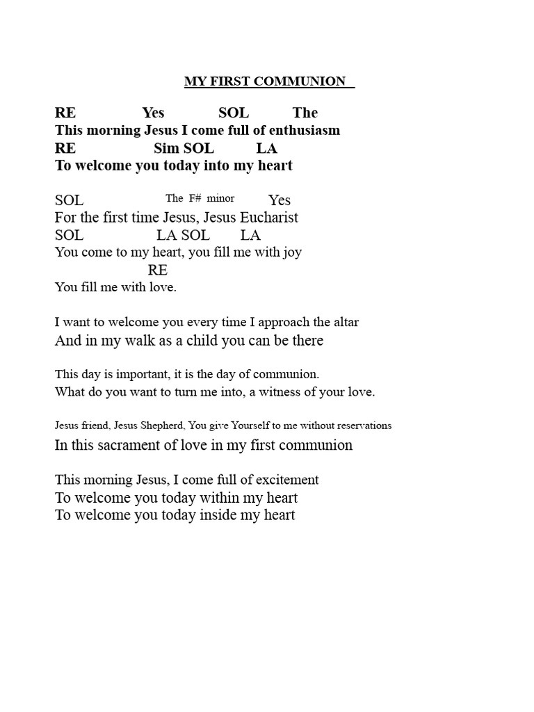 First Communion Prayer and Reflection | PDF | Eucharist | Glory (Religion)