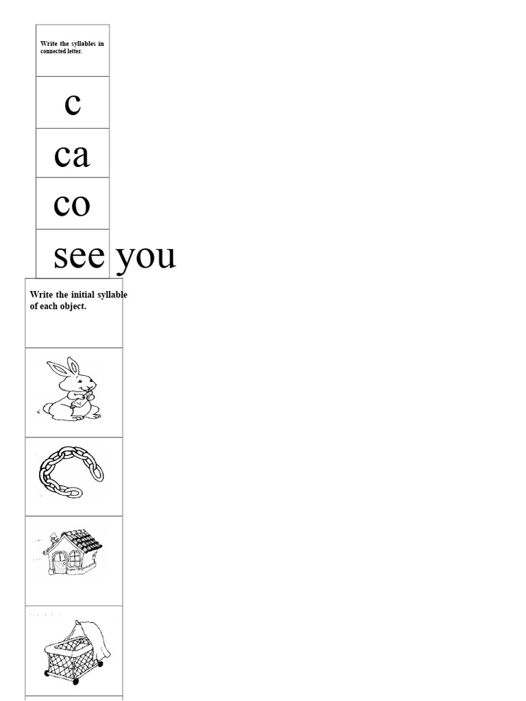 Write The Syllables in Cursive | PDF