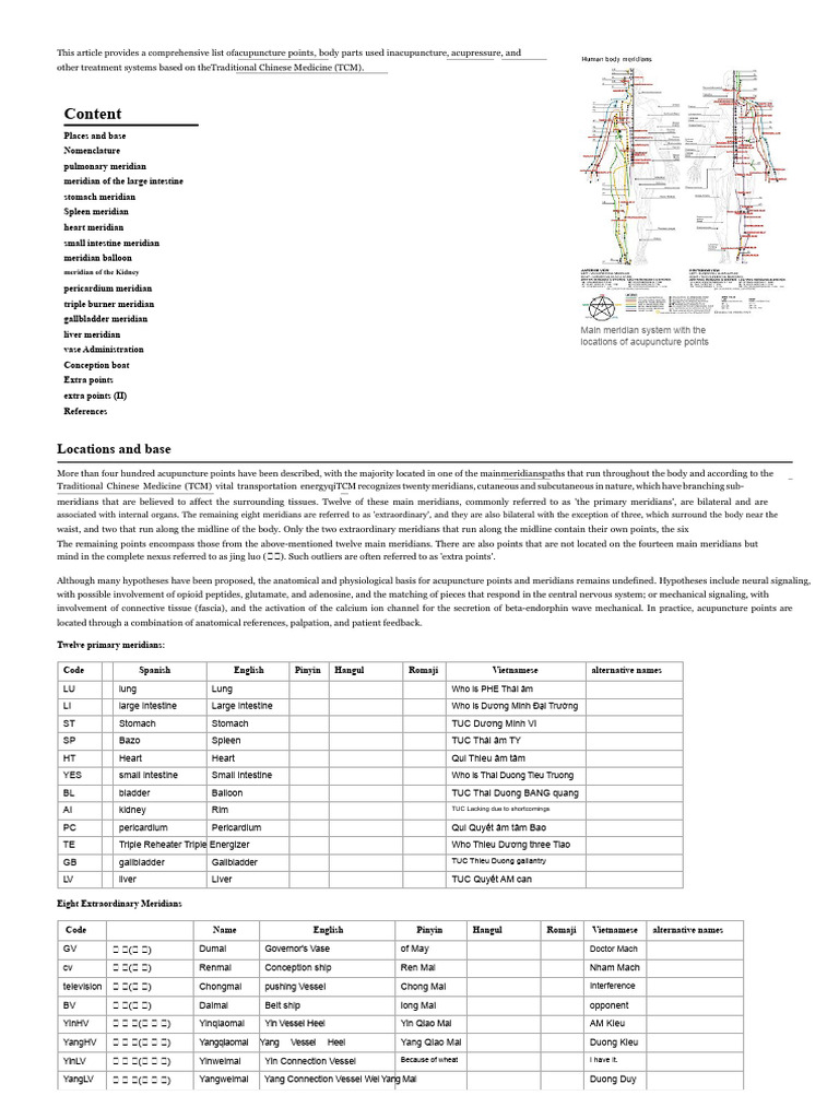 Acupuncture Points and Meridians Guide | PDF | Meridian (Chinese ...