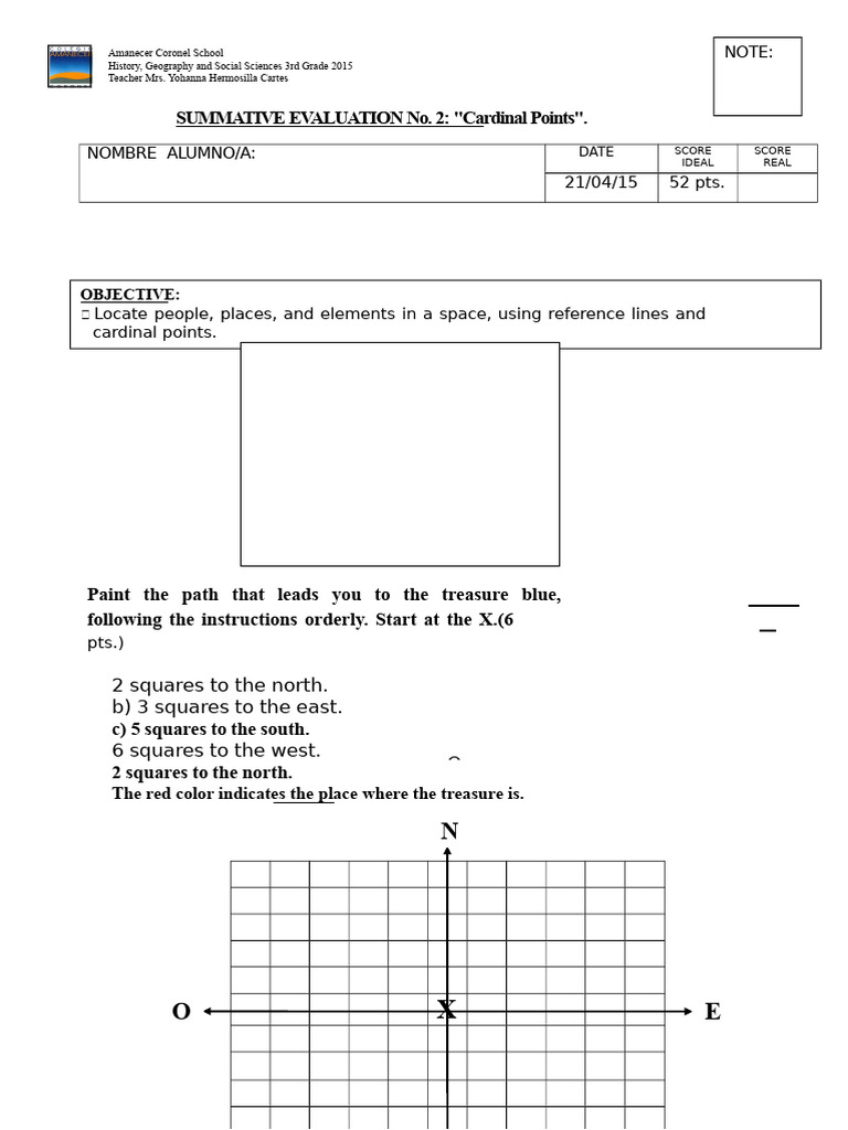 Evaluation of Cardinal Points 3rd Grade | PDF | Navigation
