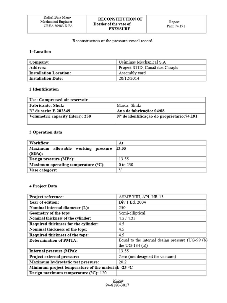 Pressure Vessel Reconstruction Report | PDF | Pressure | Industrial ...