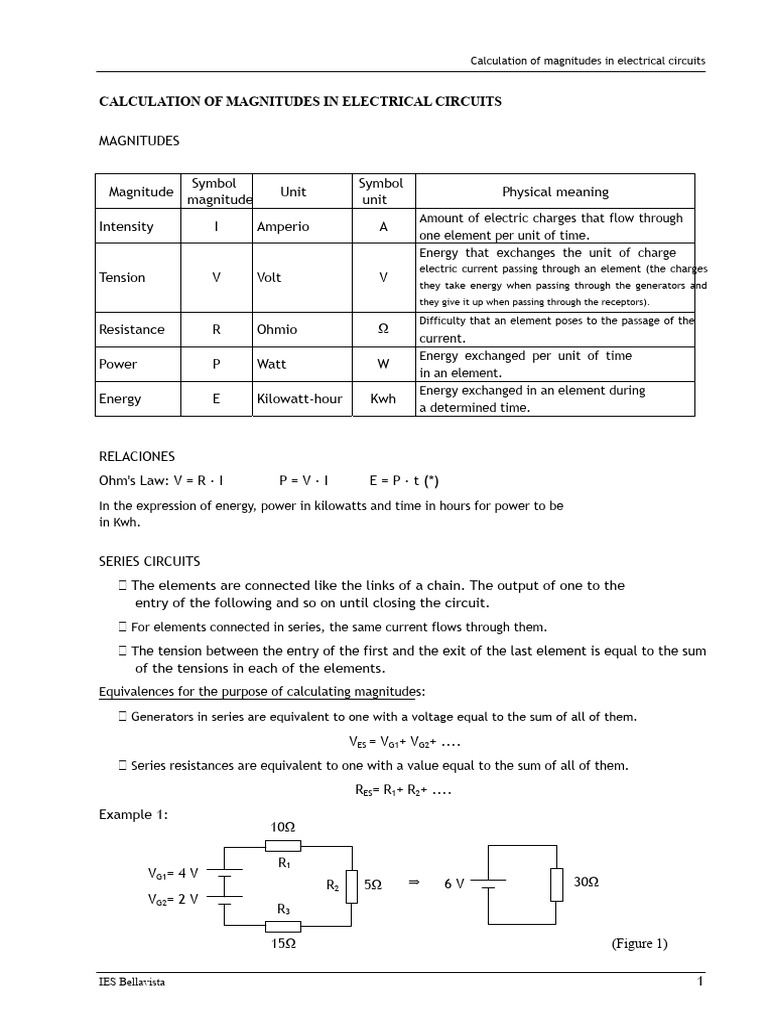 Electrical Circuit Magnitude Calculations | PDF | Series And Parallel ...